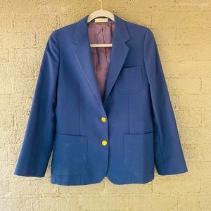Vintage Gordon Navy Blue Blazer with Gold Buttons